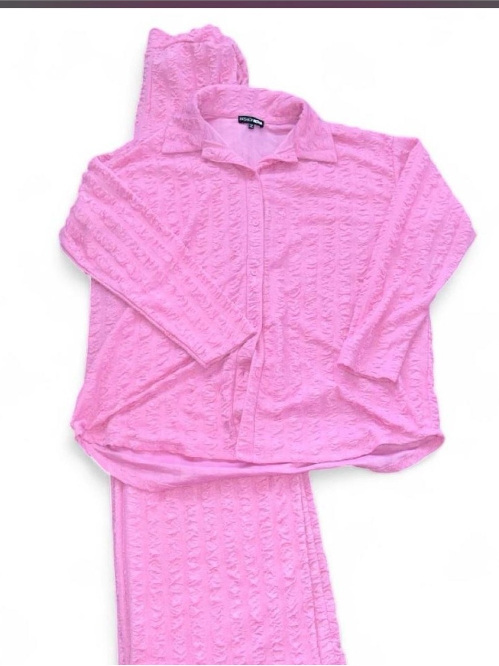 Fashion Nova Pink Textured Pants Set